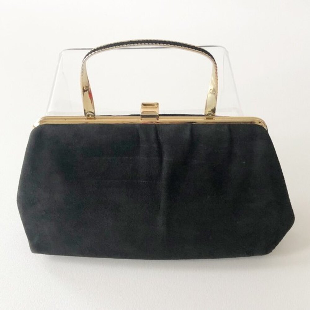 Vtg 60s Ande Deerskin Suede Purse Handbag Clutch Goldtone With Handle Clean!!